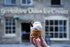 EDITORIAL USE ONLY General views of the new ‘Sundae Roast’, an ice cream served in an Aunt Bessie’s Yorkshire Pudding, created as a limited-edition menu item at the family-run Yorkshire Dales Ice Cream company in Skipton. Picture date: Wednesday July 22, 2026. PA Photo. The dessert combination is available in-store until July 31 and can also be recreated at home using an air fryer in around five minutes.